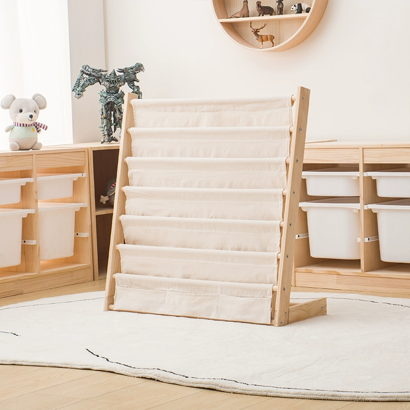 Детская книжная полка из цельного дерева, детский домашний уголок для чтения, компоновка для хранения, тканевая детская книжная полка для хранения книг для малышей, полка для книг с картинками