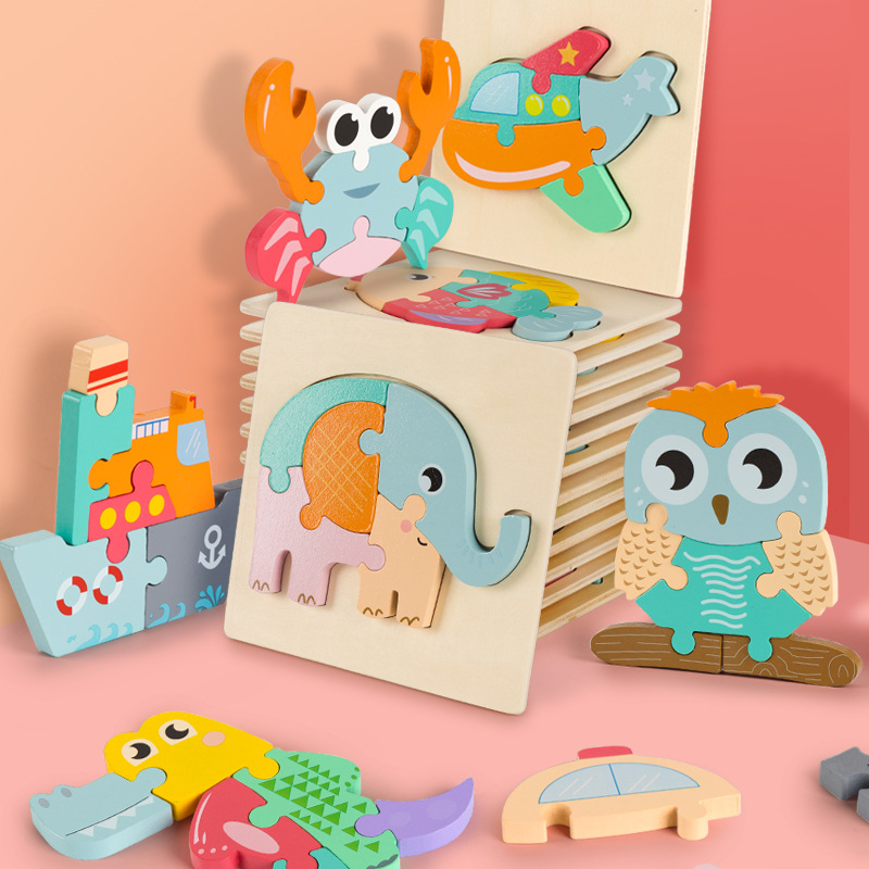 Wooden three dimensional brainteaser for baby