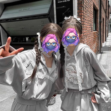 灰色软妹学生休闲运动服薄款套装女秋冬季韩版ins卫衣裤子两件套