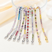 跨境热卖嘻哈4mm网球锆石手链 简约彩色靓丽时尚百搭手链一件代发