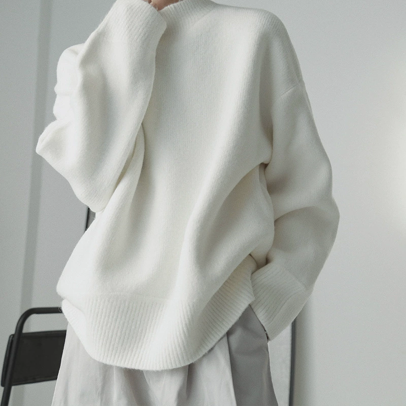 2023 белый свитер модный Свободный Универсальный красивый нишевый свитер дизайн цвет ленивый стиль соляной свитер для мужчин