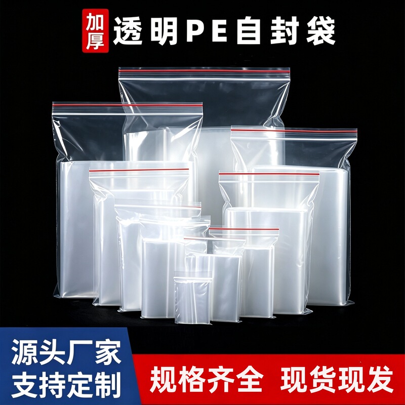 In-Stock Packaging Bags, Pe Plastic Self-Sealing Bags, Thickened Sealing Bags, Jewelry Packaging Bags, Transparent Sealed Bags, Printing Wholesale