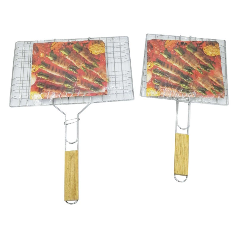 Зажим для рыбы на гриле с деревянной ручкой жирный гамбургер зажим для гриля BBQ сетка гриль утолщенная линия зажим для барбекю инструмент сетка зажим