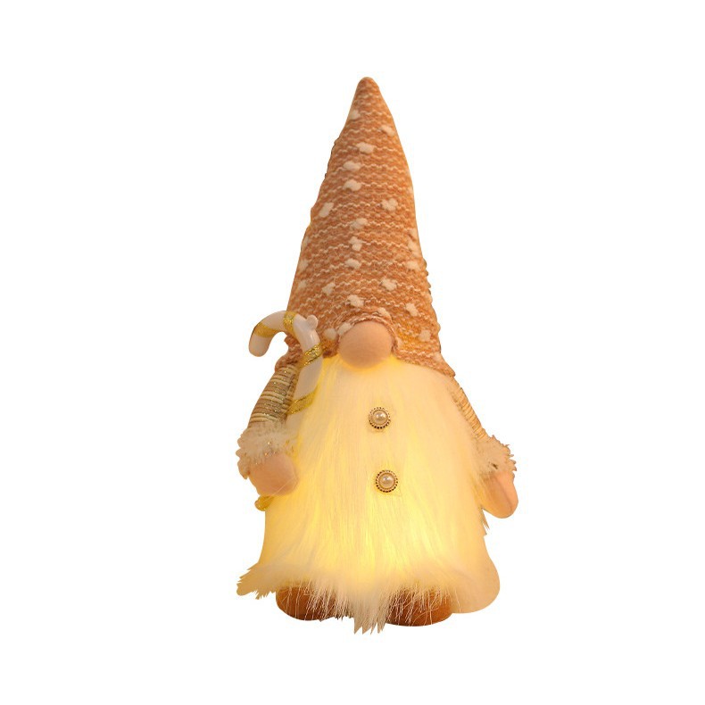 Navidad barba larga sombrero de peluche con luces para tomar regalos muletas con luces luminosas muñecas Rudolph decoración de ventanas