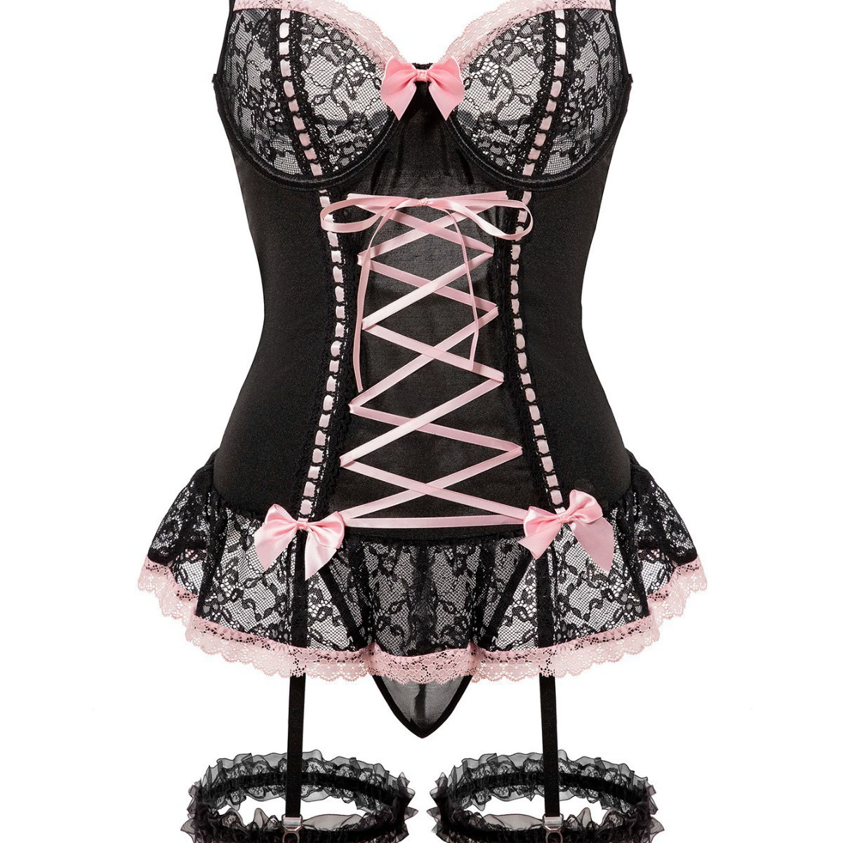 Sexy lace underwear with bow, set