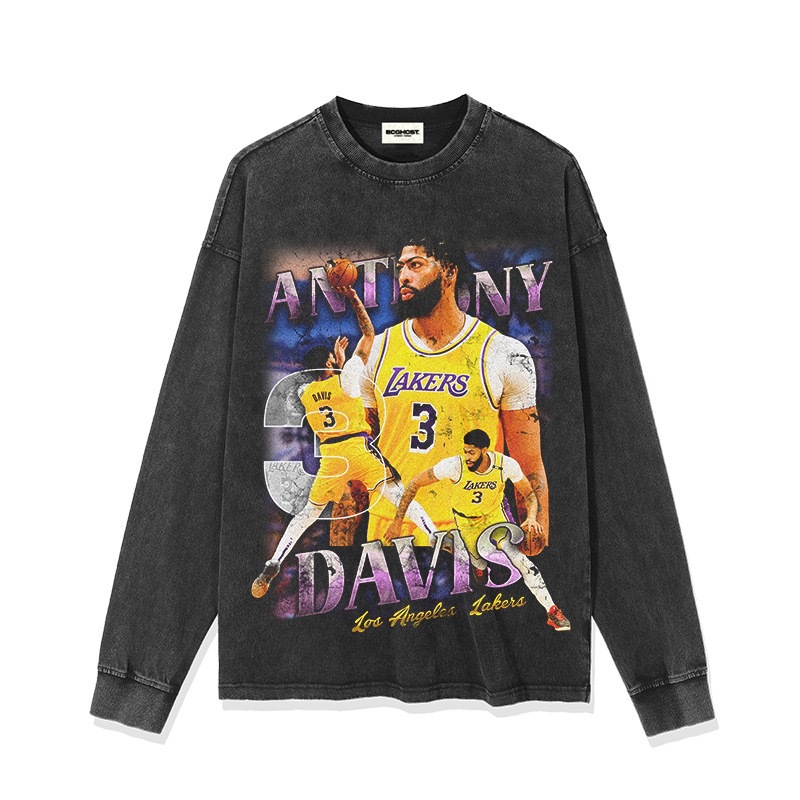 Clarkson Curry Bryant Irving James tres golos Harden estrella americana impresa retro lavado en agua mangas largas
