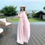 海边露背旅游宽松连衣裙