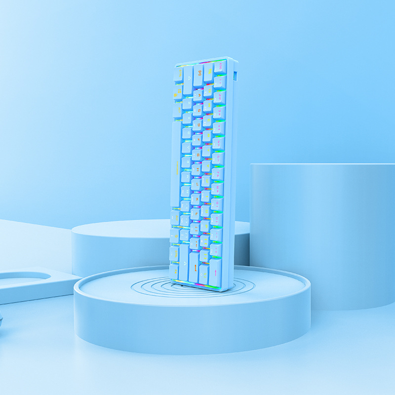 竞帝61键三模 RGB发光真机械无线充电便携亚马逊现货蓝牙机械键盘