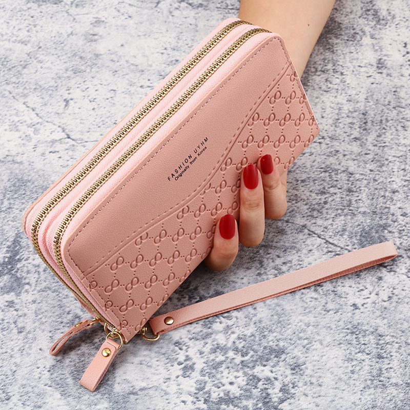 2022 New Wallet Women's Long Zipper Wallet Fashionable Embossed Large Capacity Mother's Mobile Phone Change Clutch Bag
