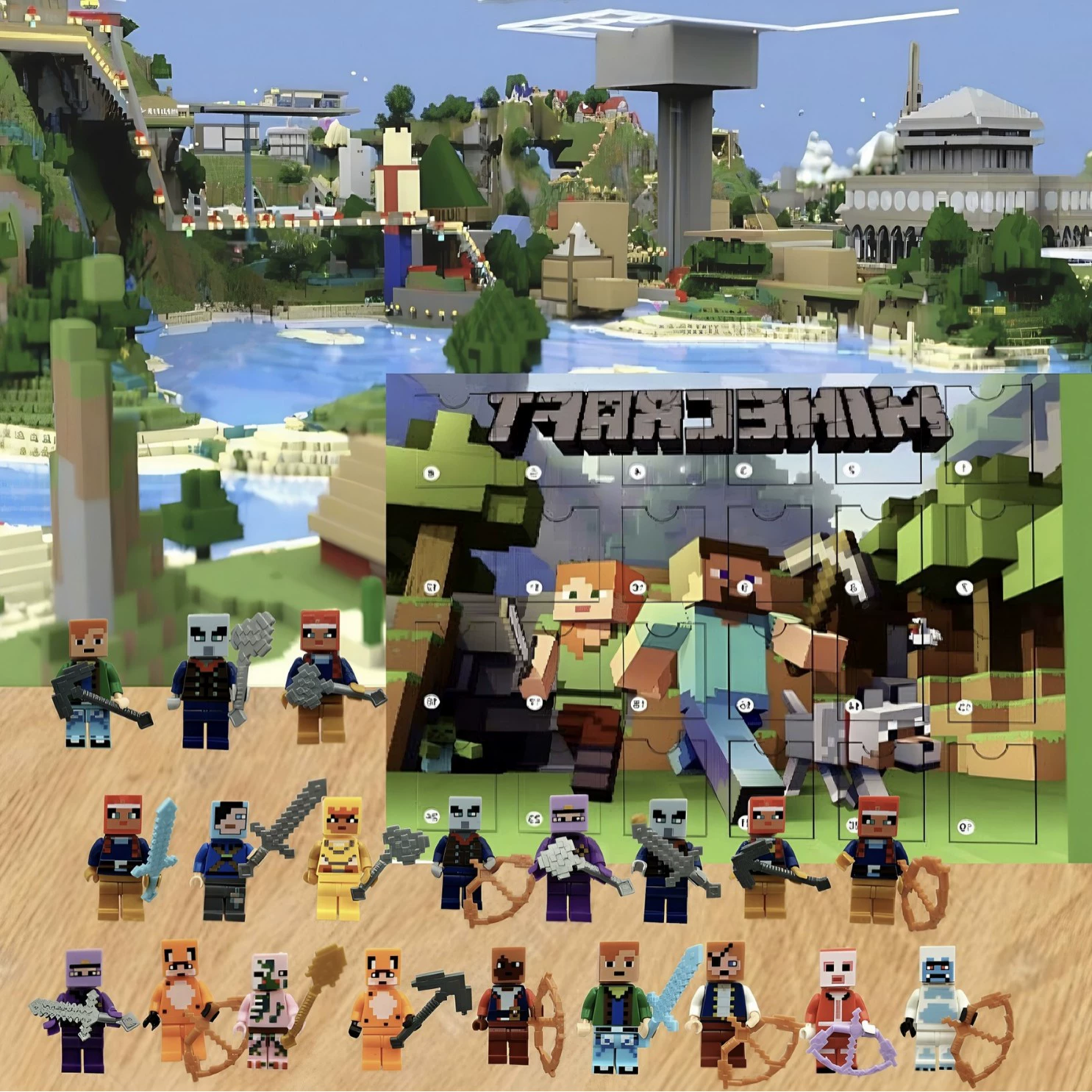 Популярный трансграничный конструктор Minecraft в слепой коробке, 24 шт., обратный отсчет, рождественский сюрприз, популярная горячая модель