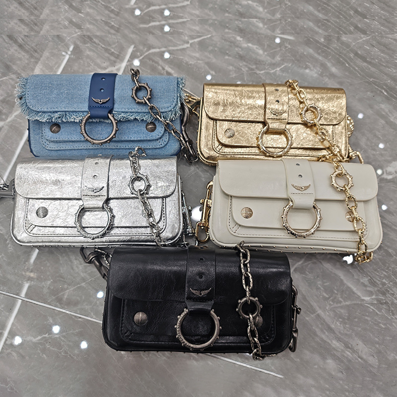 2025 Classic Zv Women's Bag Genuine Leather Small Square Bag Export European and American Fashion Versatile Wing Underarm Single Shoulder Crossbody Bag 2025 Classic Zv Women's Bag Genuine Leather Small Square Bag Export European and American Fashion Versatile Wing Underarm Single Shoulder Crossbody Bag