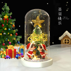 Christmas LED light glass shade gift box with light snowman ornaments foreign trade hot-selling micro landscape mini Christmas tree