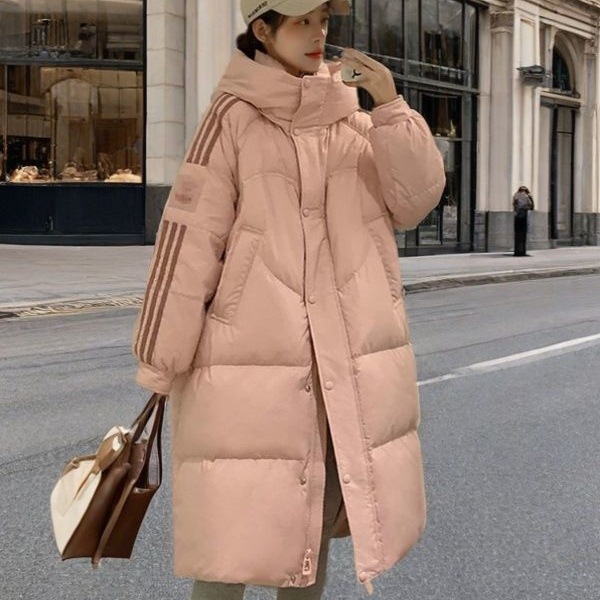 2025冬季东大门新款羽绒服女中长款百搭加厚保暖连帽白鸭绒外套潮