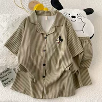 Yunduo, новые хлопковые летние пижамы, женские шорты с короткими рукавами, милый мультяшный принт, можно носить вне дома, костюм для девочек