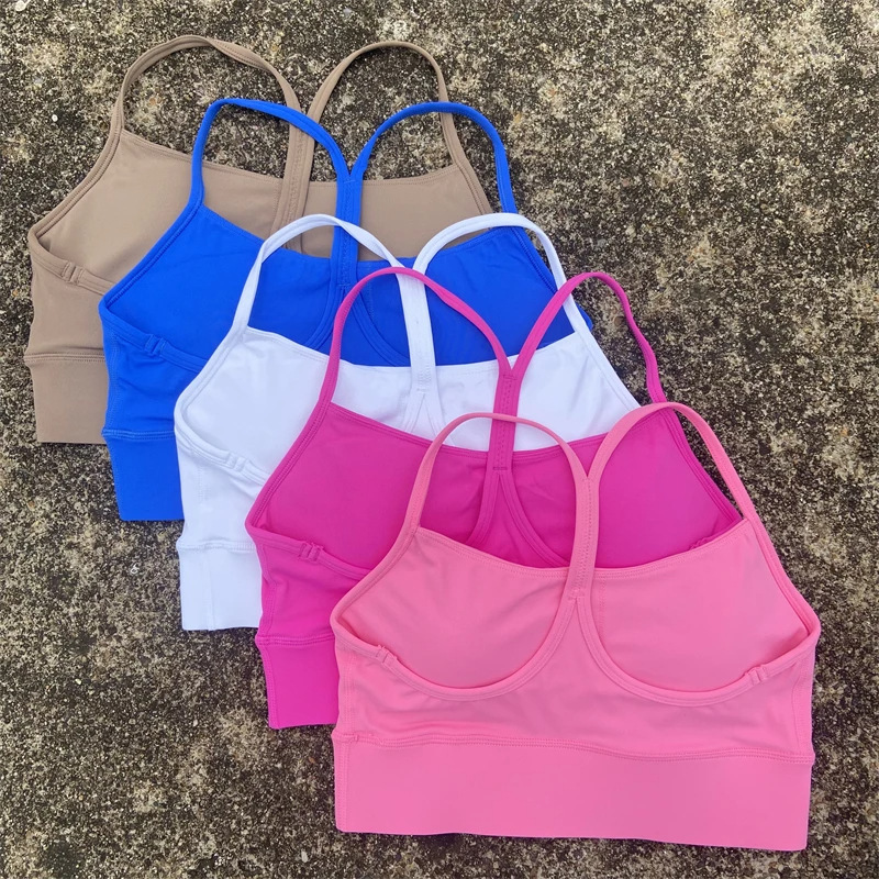 Wholesale solid color women's elastic tight Y-shaped yoga sports underwear outer wear running fitness soft bra vest Wholesale solid color women's elastic tight Y-shaped yoga sports underwear outer wear running fitness soft bra vest
