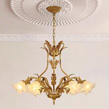 法式古典全铜浪漫复古田园花朵轻奢客厅卧室灯具餐厅吊灯中山灯具