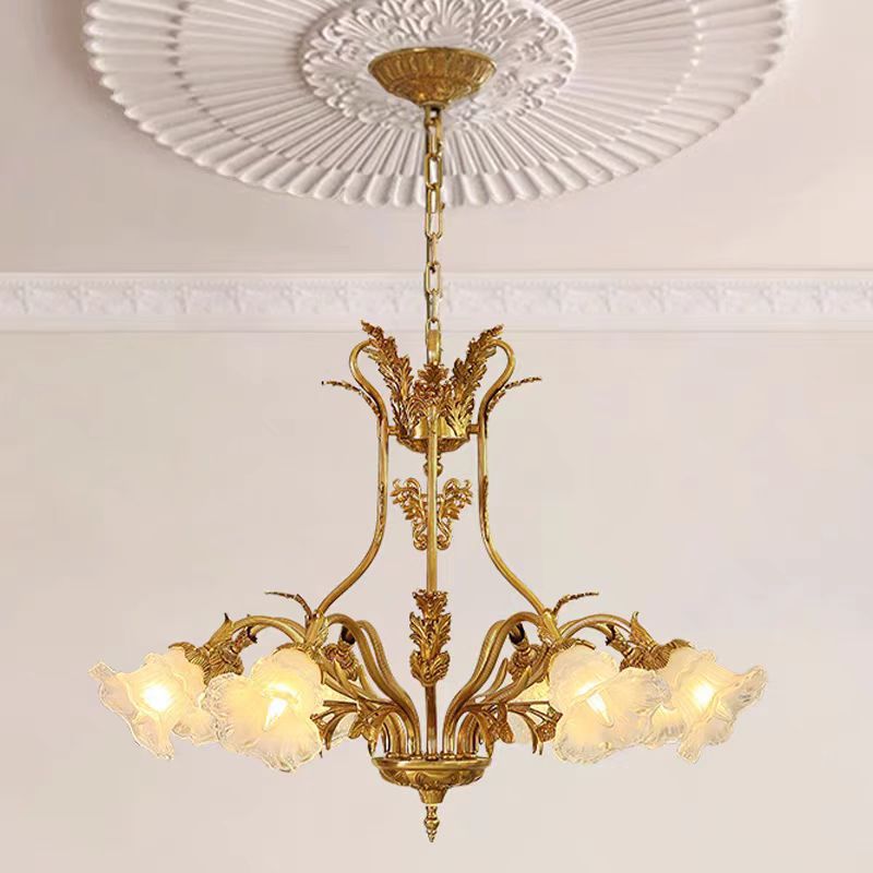 法式古典全铜浪漫复古田园花朵轻奢客厅卧室灯具餐厅吊灯中山灯具