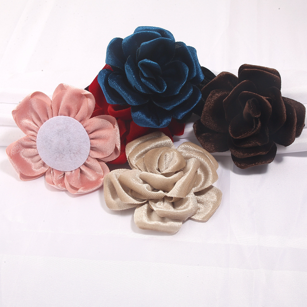 Autumn and Winter Vintage Velvet Elegant Glittering Camellia DIY Hair Clip Hair Tie Hair Accessory Brooch Flower Clothing Flower