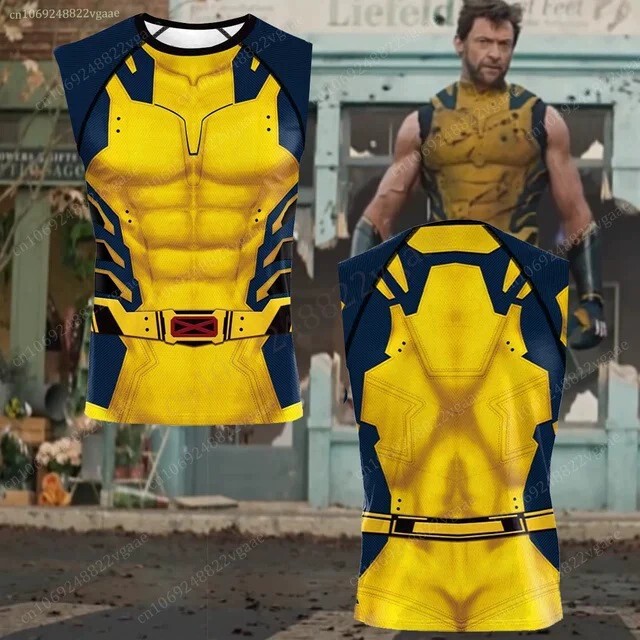 2025 Cross-border Spring New Marvel Hero Character Wolverine Cos Sports Fitness Clothes Tight Long Sleeve T-shirt