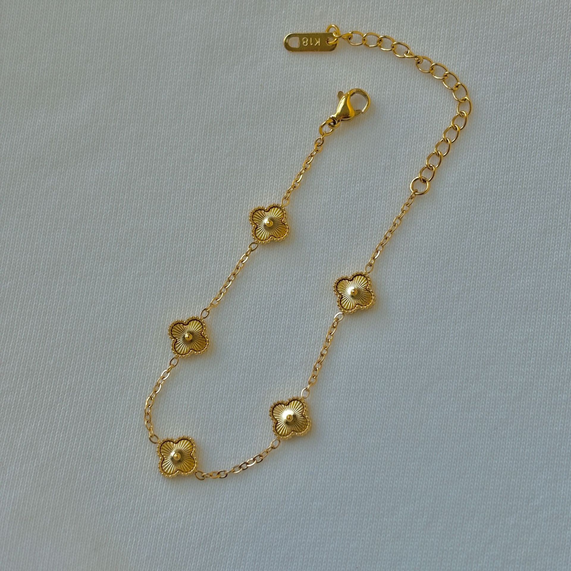 9mm 레이저 네잎 클로버 팔찌