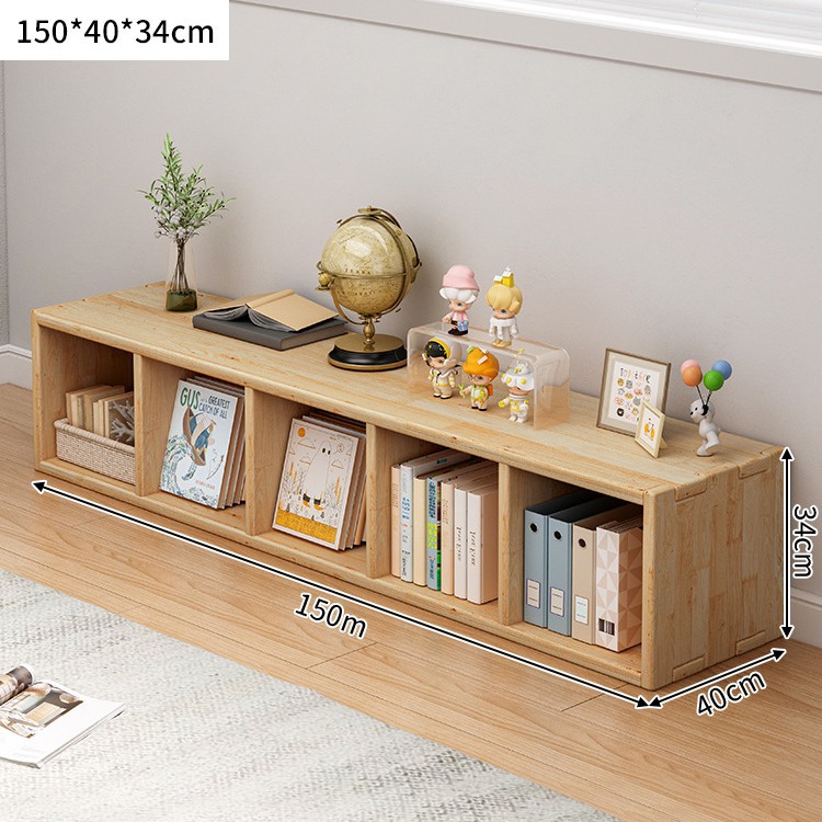 Gabinete de almacenamiento de ventana flotante de madera sólida, estante de balcón, estante contra la pared, armario de almacenamiento de barra larga de una sola capa, estante de piso bajo