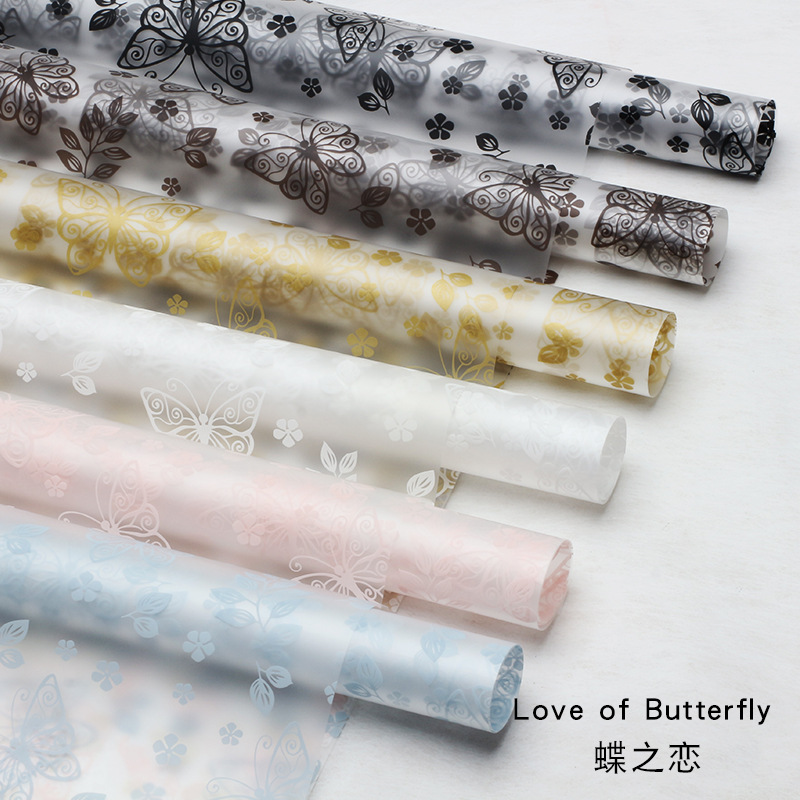Flores de amor de flores transparentes flores flores flores mariposas ramo de flores artesanal OPP material de envoltura de flores impermeable papel de embalaje de flores