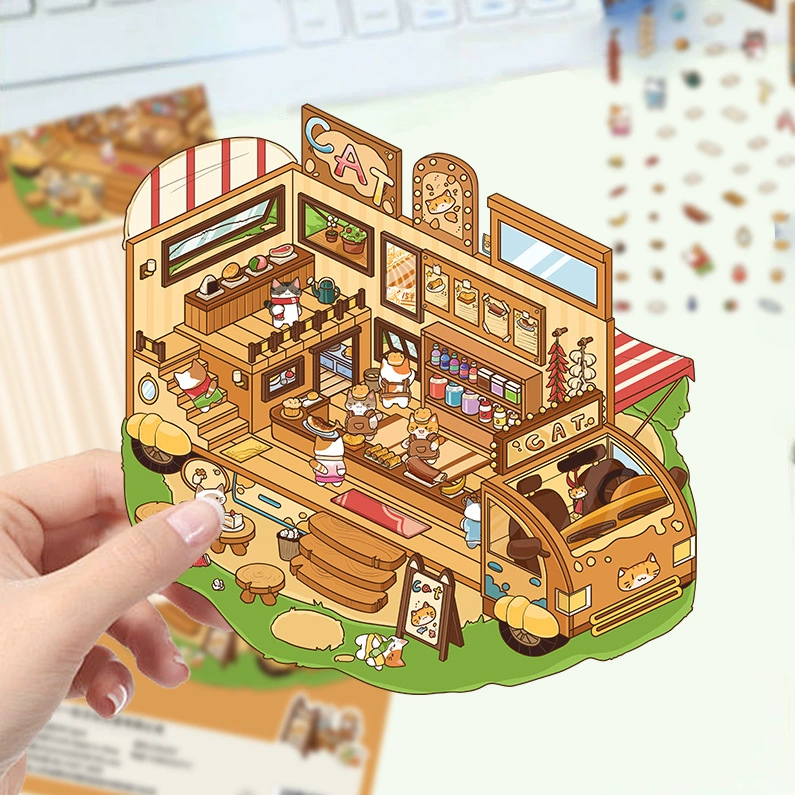 Картонная маленькая наклейка, шалаш, 3D, антистресс, DIY, планировщик