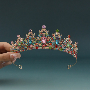Cross-border children's crown headband girl princess little girl birthday gift crown headband hair accessories headdress crystal