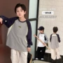 撞色拼色儿童圆领卫衣