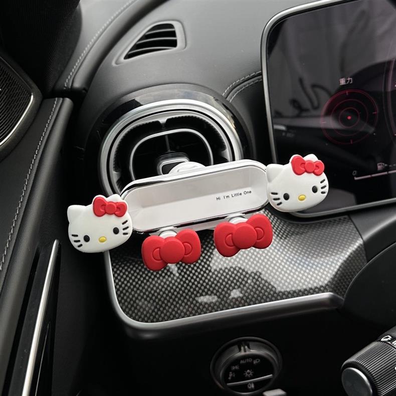 Kt Cat Car Phone Holder Navigation Cute Car Interior Air Vent Decoration Collection Car Fixed Support Stand