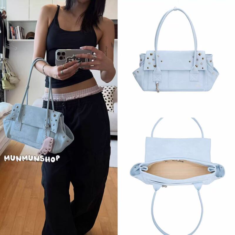Korean-style niche large tote bag, Hieta designer brand, flap shoulder bag, underarm bag, star studded bag Korean-style niche large tote bag, Hieta designer brand, flap shoulder bag, underarm bag, star studded bag