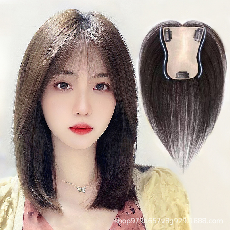 Full True Hair Handmade Scalp Eight-character French Split Bald Head Wig Breathable Bangs Wig Reissue Women