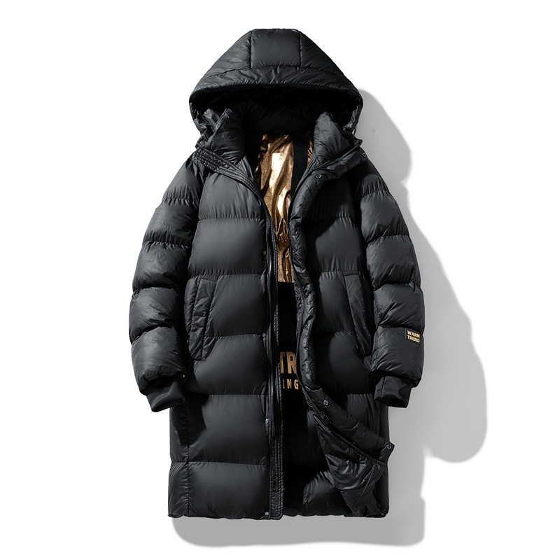 Graphene Mid-Length Cotton Coat Men's Winter Hooded Casual Cotton Jacket Large Size Thickeneded Warm Loose Hong Kong Style Jacket