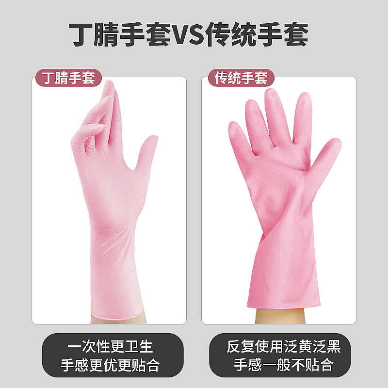 拡張と厚みのある 7g 12inch ニトリル手袋袋入りピンク家庭用クリーニング食器洗い純粋なニトリル家事手袋|undefined