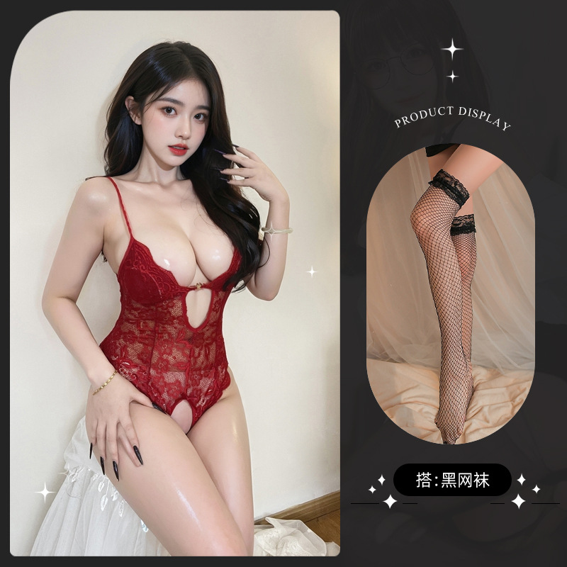 8842 버건디 + 블랙 망사 스타킹