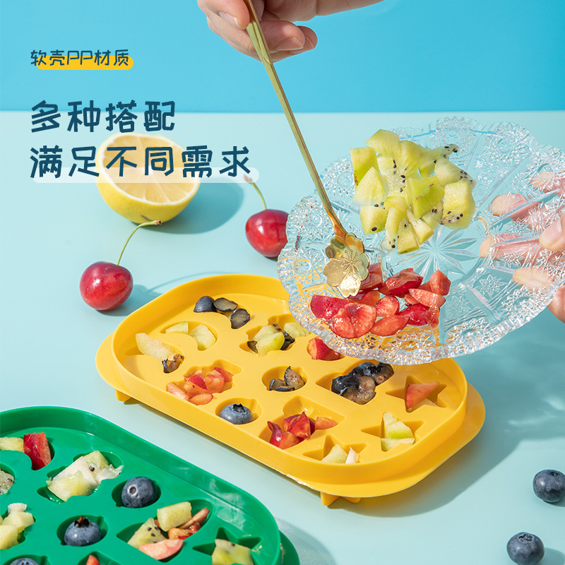 Cubo de hielo forma de dibujos animados refrigerador cubo de hielo congelado molde con tapa casera comestible redondo hockey sobre hielo cubo de hielo caja de hielo de plástico