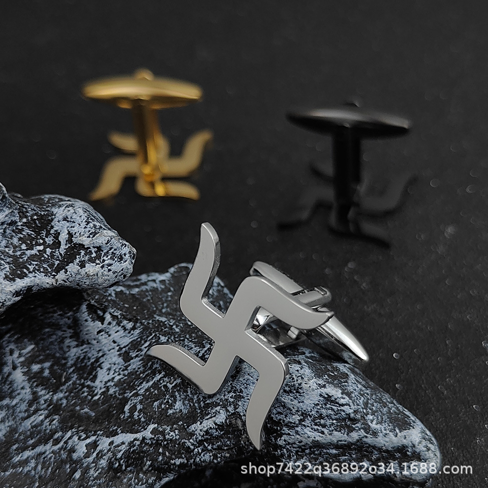 Buddhist Swastika Cufflinks Creative Design Men's Retro Shirt Cuff Decorative Buttons Simple Jeans Foot Buttons