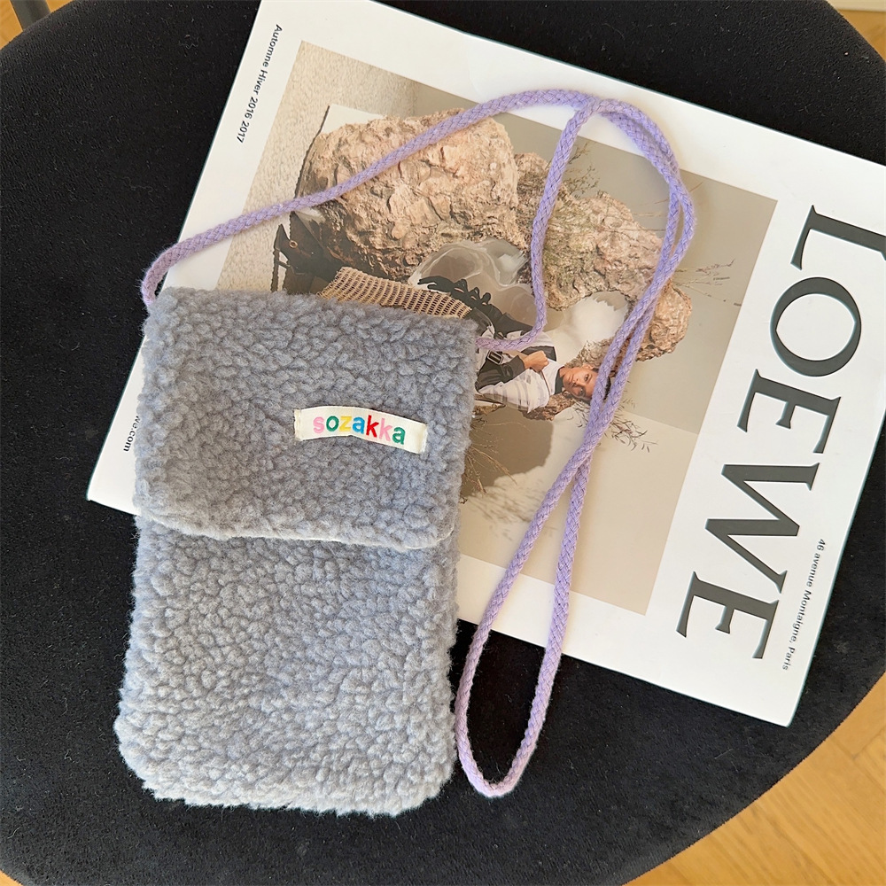 312183 Flip nuevo bolso del teléfono móvil de la felpa crossbody femenino mini teléfono móvil pequeño bolso para caminar bolso del teléfono móvil