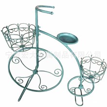 戶外園藝園林庭院復古鐵藝自行車花盆架植物架花架金屬架置物架