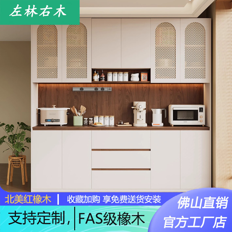 Solid Wood Sideboard Against the Wall Integrated Storage Cabinet European Style Storage Cabinet Cupboard Entrance Cabinet Tea Cabinet Living Room Kitchen