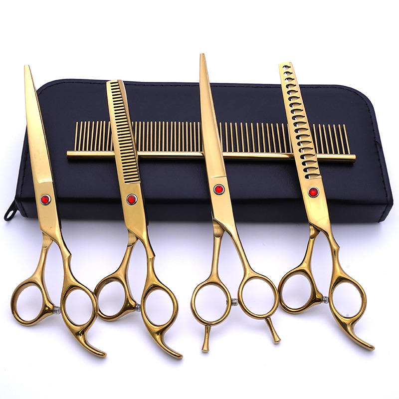 Oro 4 doble cola tijeras curvadas traje