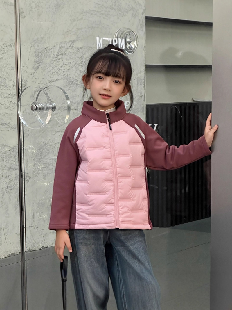 2025 otoño y invierno nuevo estilo de chicas dulce pequeño viento fragante color combinación chaqueta de manga larga para niños uniformes escolares de manga larga sueltos