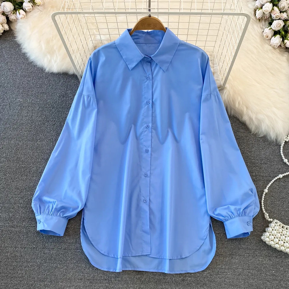 Femmes Chemisière Manche Longue Blouses Fente Style Simple Couleur Unie display picture 5