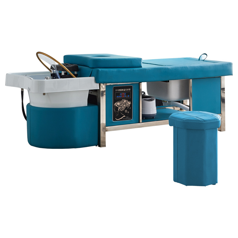 Salón de belleza de alta gama pedicura champú cama circulación de agua fumigación champú cama de acero inoxidable temperatura constante Spa masaje de pies dedicado