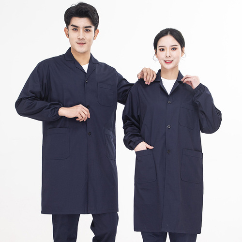 Anti-static lab coat, spring and autumn mesh long blue lab protective clothing, electronic chemical warehouse material handling.