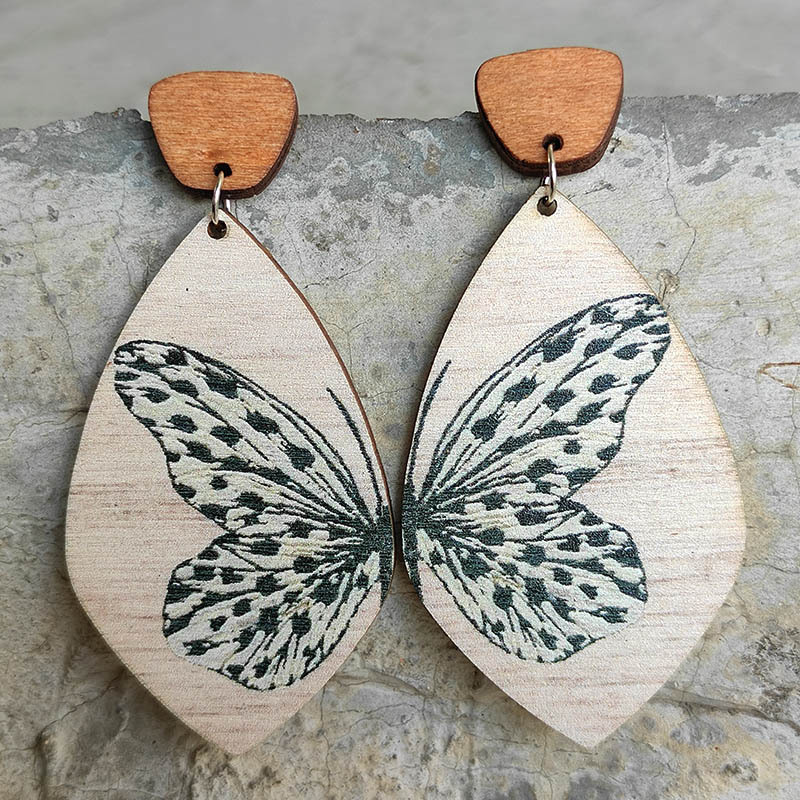 1 Par Vacaciones Mariposa Madera Pendientes De Gota display picture 2