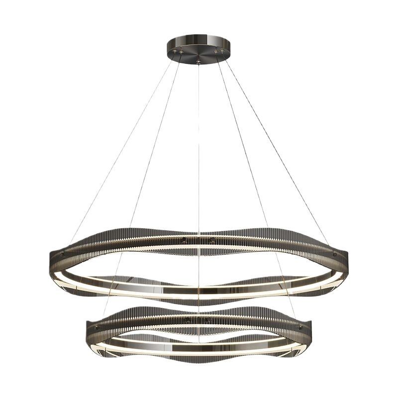 [Estrictamente seleccionado] Araña de lujo ligera italiana Lámpara de anillo redondo creativo de alta gama Lámpara principal de restaurante de diseño minimalista moderno