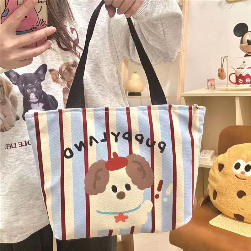 新しい子犬かわいいポータブルママイン弁当ハンドバッグキャンバスバッグ学生 DY|undefined