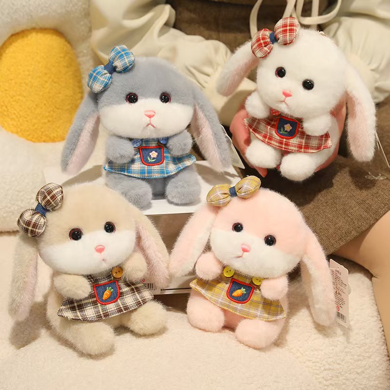 Yirongfang - Colgante de peluche de conejito genuino, pequeño conejo blanco de peluche, decoración colgante, llavero para bolso, regalo.