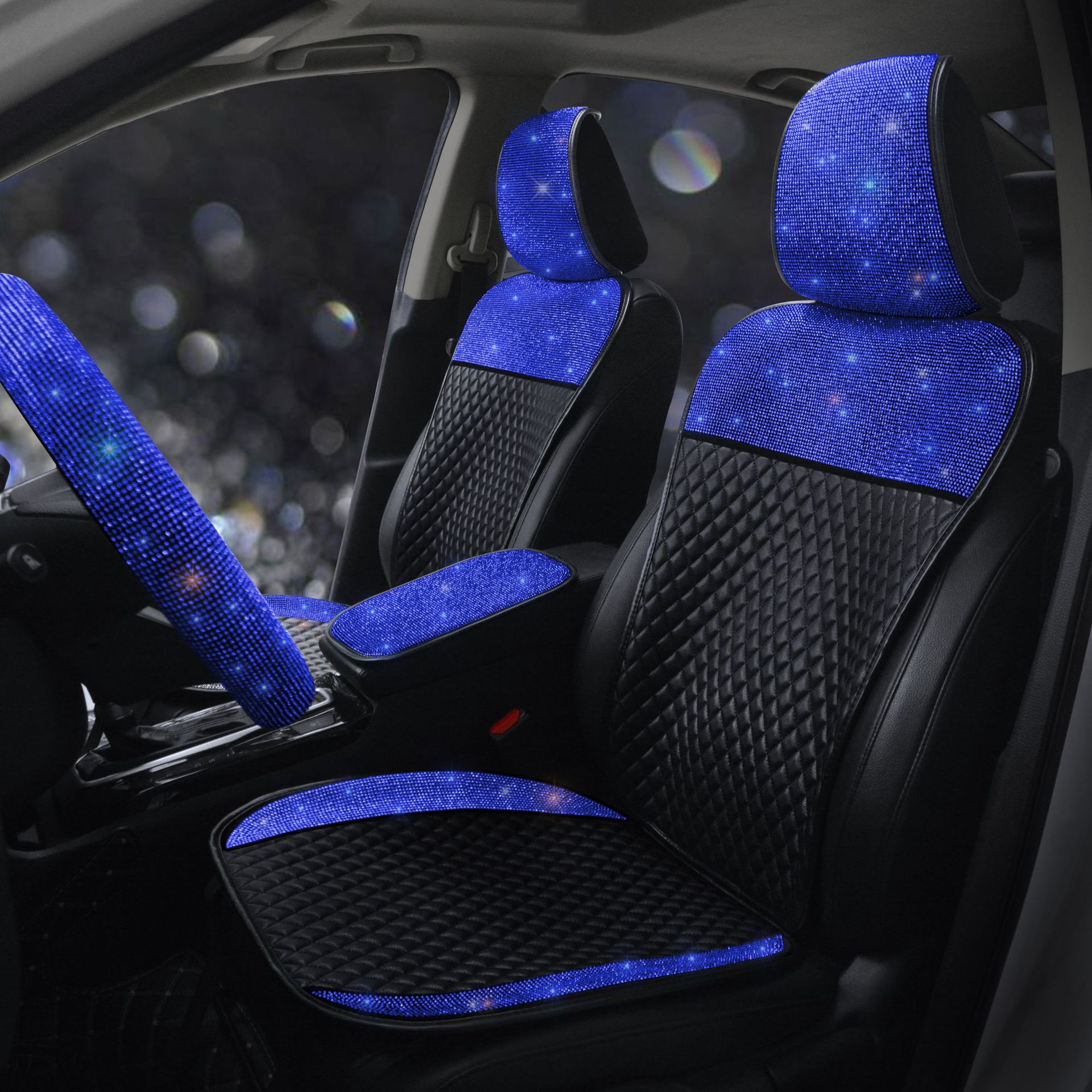 Universal Car Seat Cushion Leather Diamond-Encrusted Car Seat Cover Dropshipping Universal Model for All Seasons Cross-Border E-Commerce